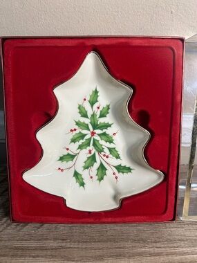 Lenox Holiday Tree Candy Dish Gold Trim porcelain Collection NIB Christmas